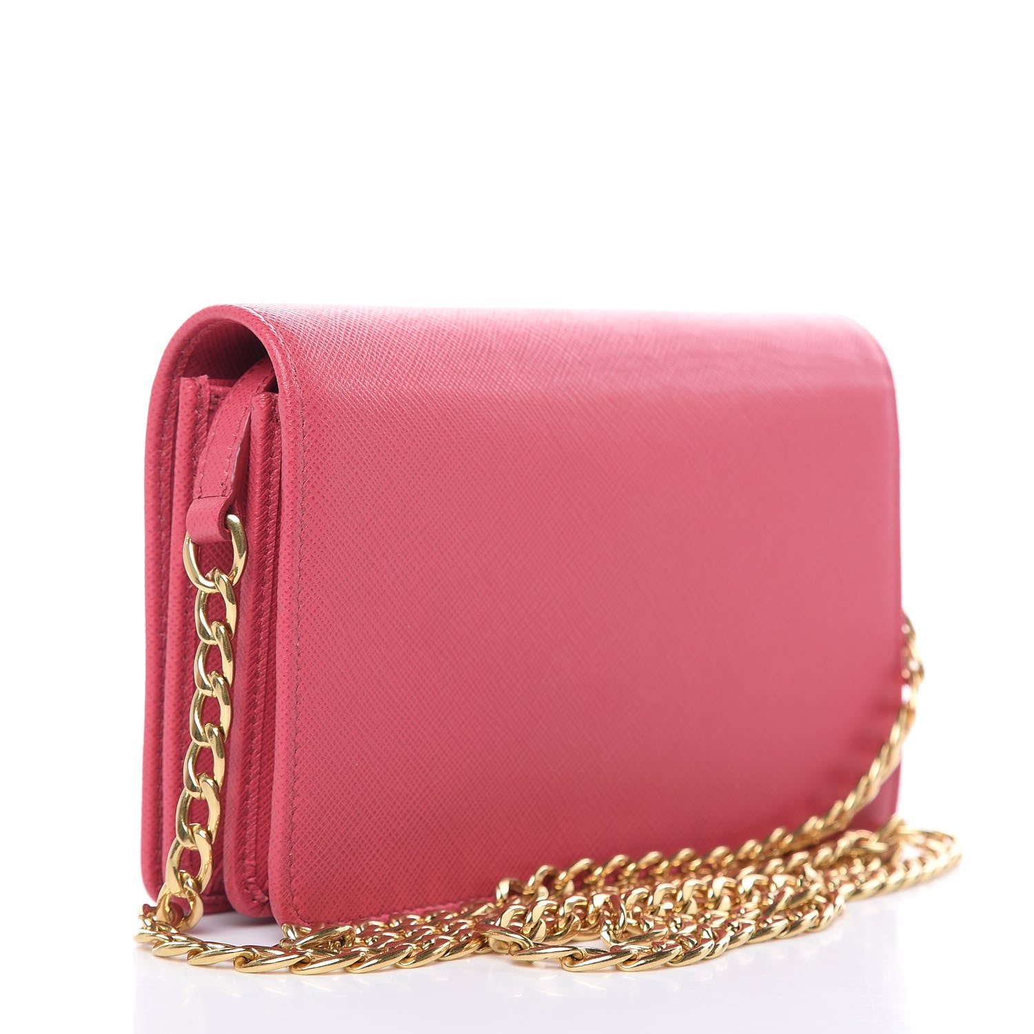 Prada Saffiano Lux Chain Wallet Peonia 3 of 10
