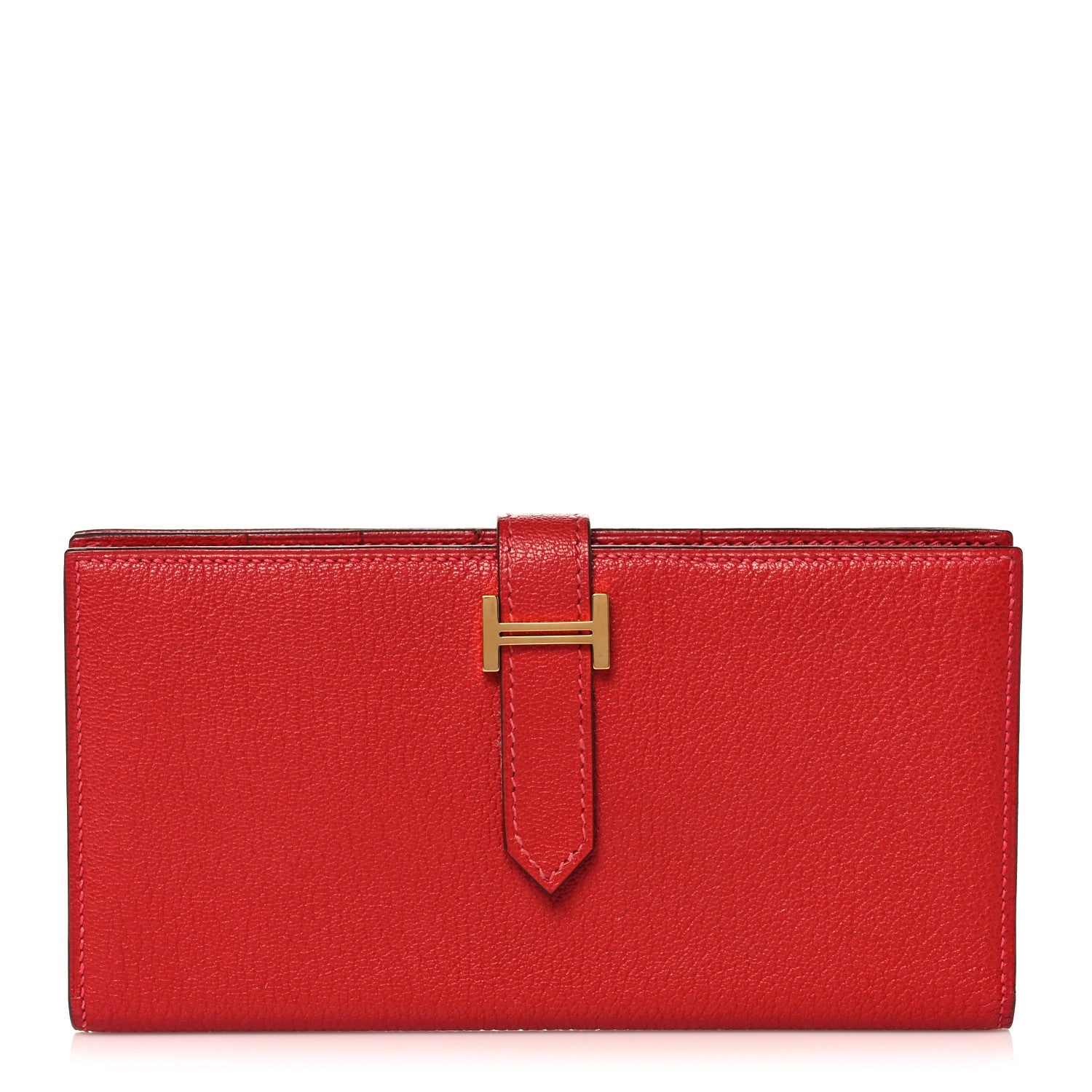 Hermes Chevre Mysore Bearn Gusset Wallet Rouge Vif 1 of 10