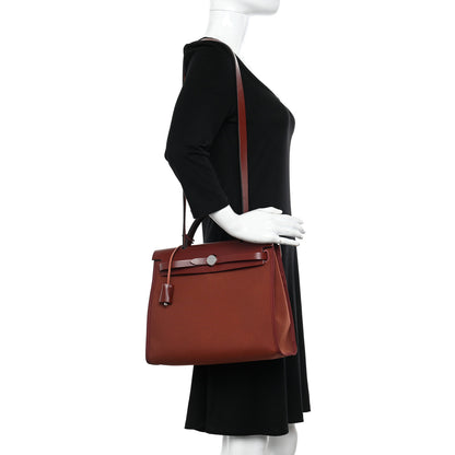 Hermes Military Toile Vache Hunter Herbag Zip 31 PM Rouge H 2 of 14