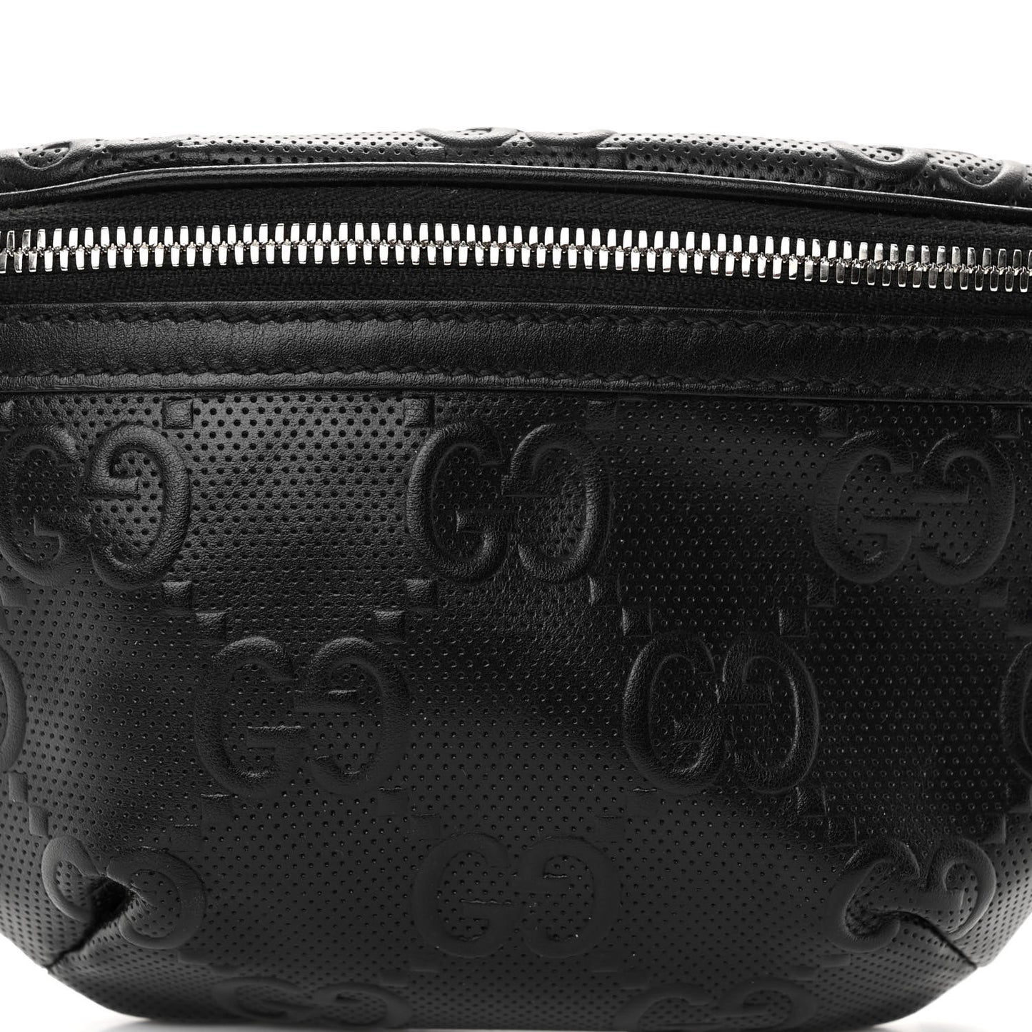 Calfskin GG Tennis Embossed Belt Bag Black