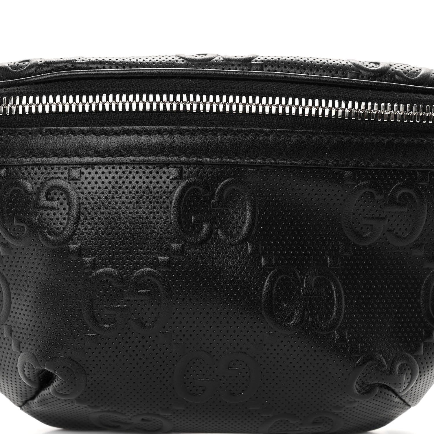Gucci Calfskin GG Tennis Embossed Belt Bag Black 8 of 10