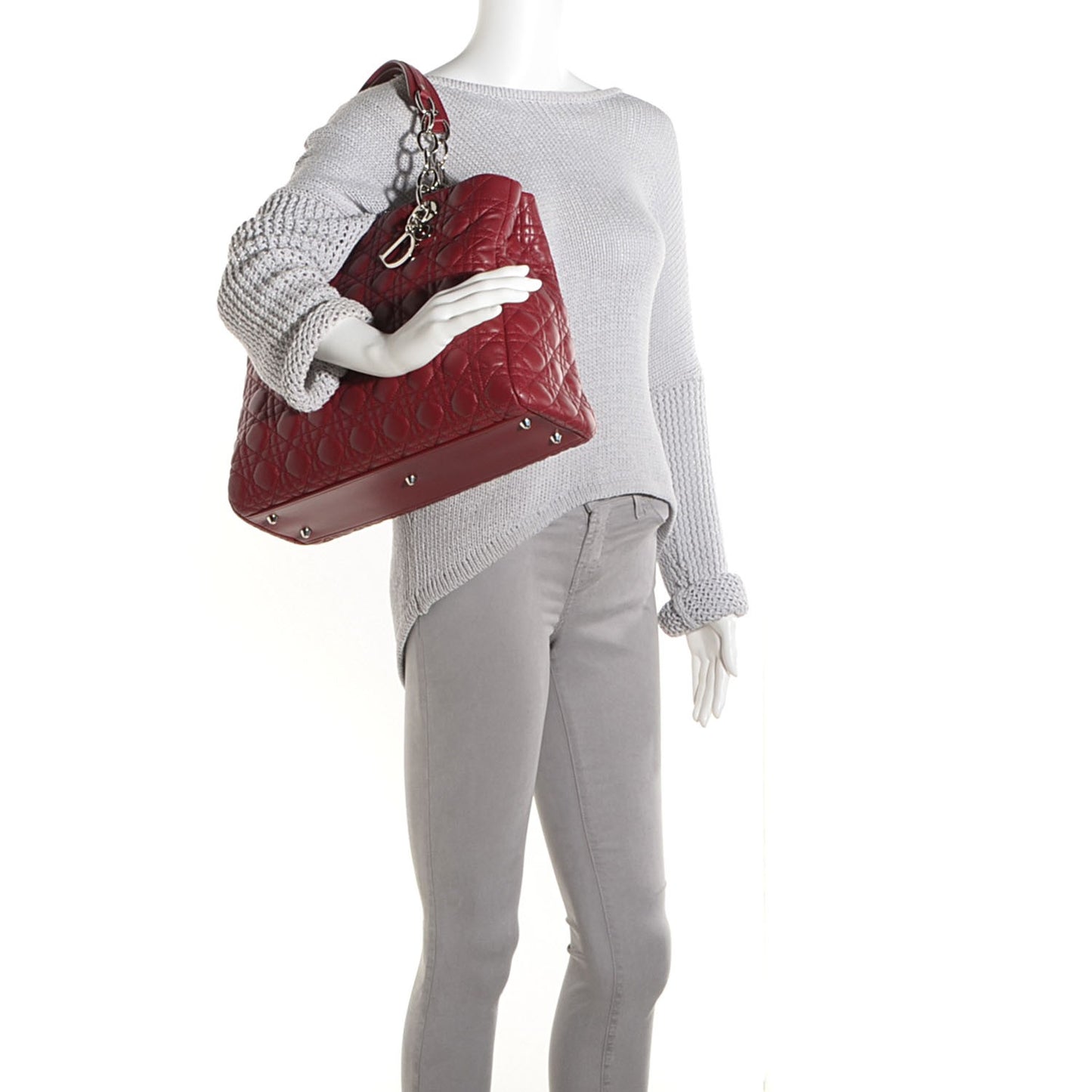 Lambskin Cannage Dior Soft Shopping Tote Cherry