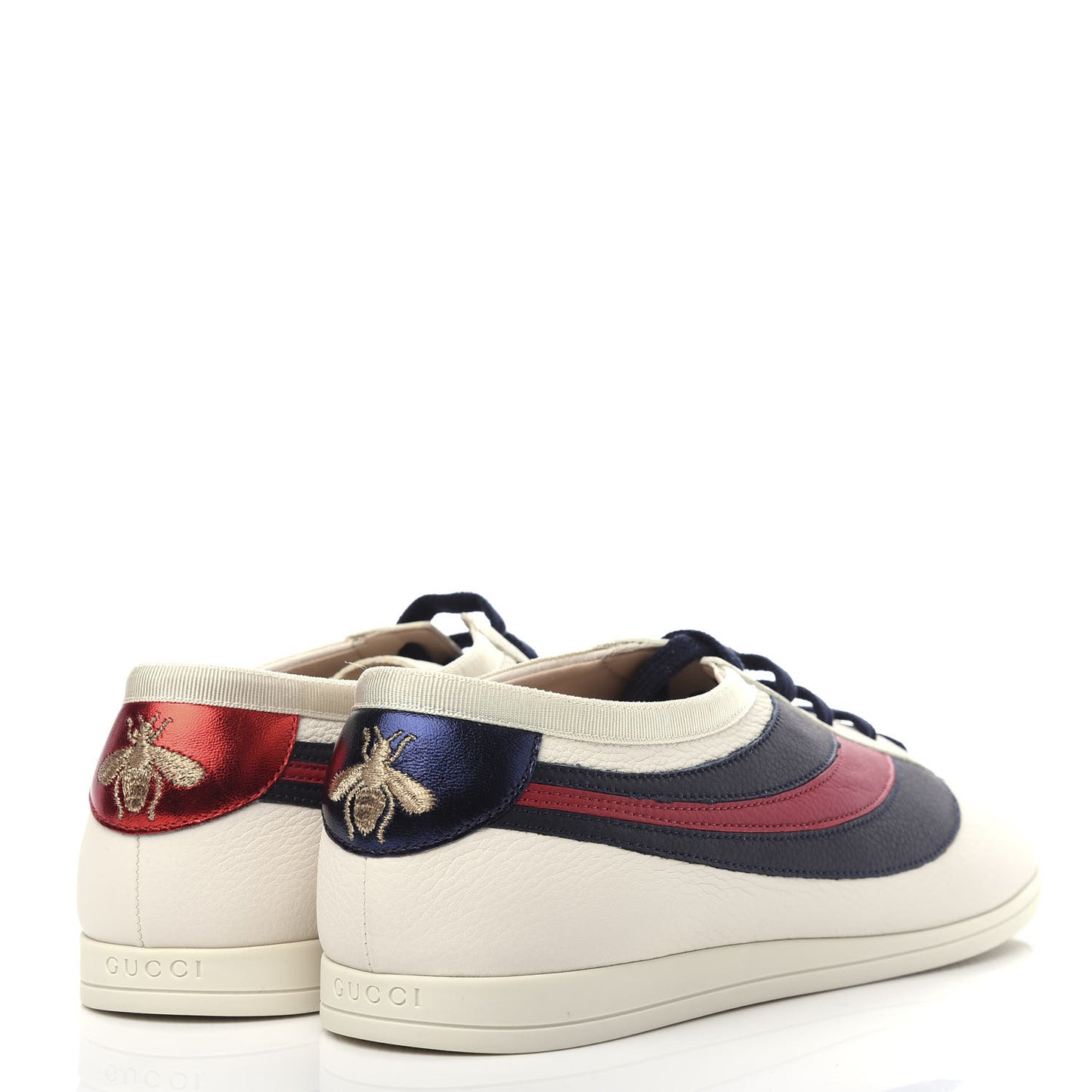 Calfskin Mens Web Falacer Sneakers 7 White Blue