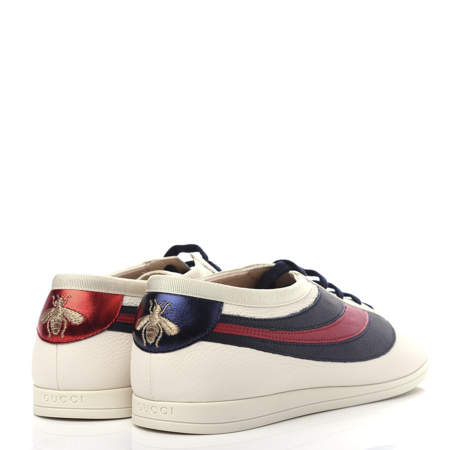 Gucci Calfskin Mens Web Falacer Sneakers 7 White Blue 4 of 11