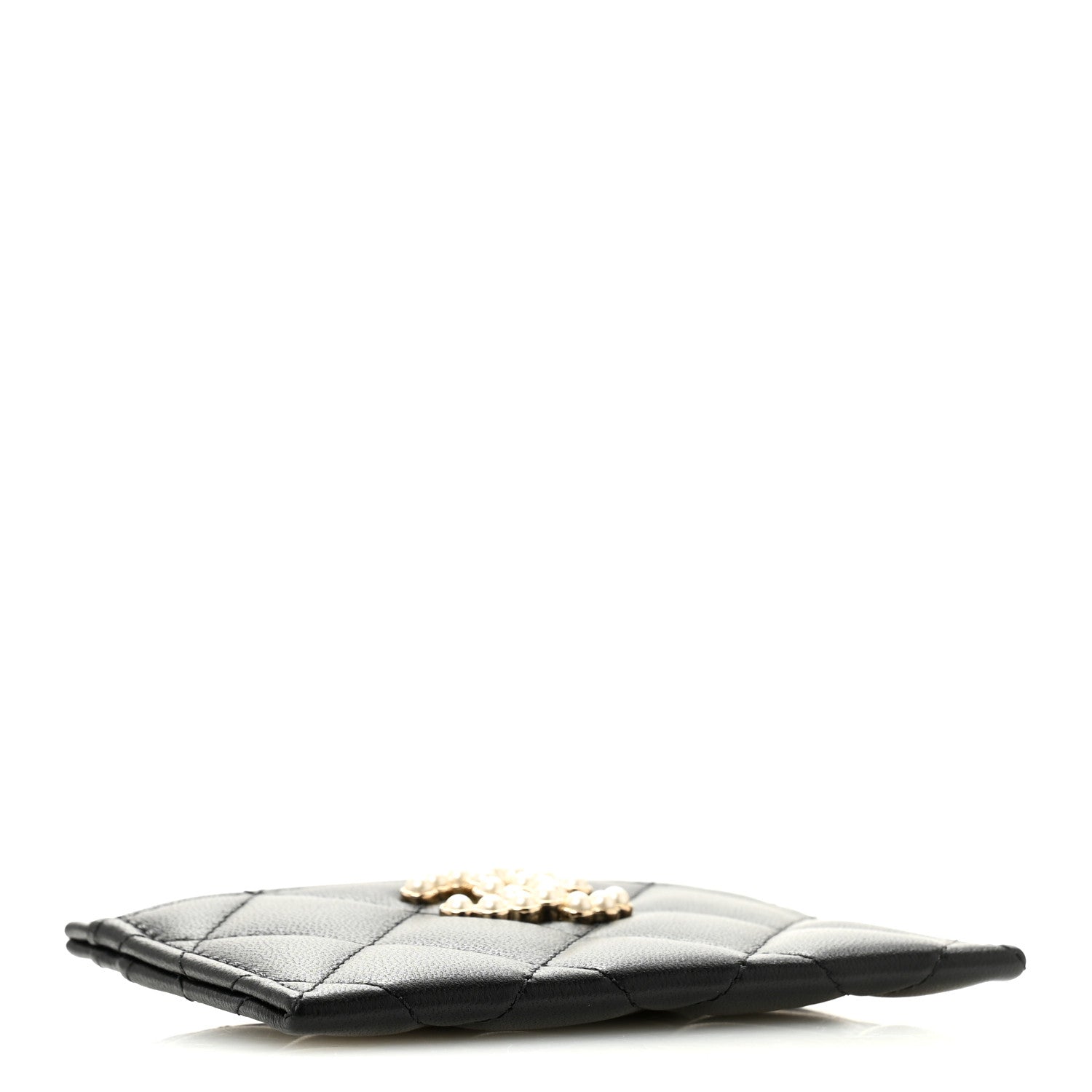 Chanel Lambskin Quilted Pearl CC Chanel Card Holder Black 4 of 9
