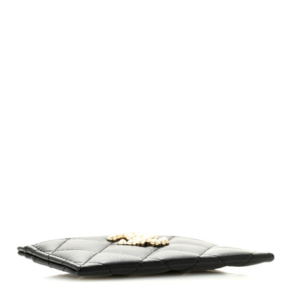 Chanel Lambskin Quilted Pearl CC Chanel Card Holder Black 4 of 9
