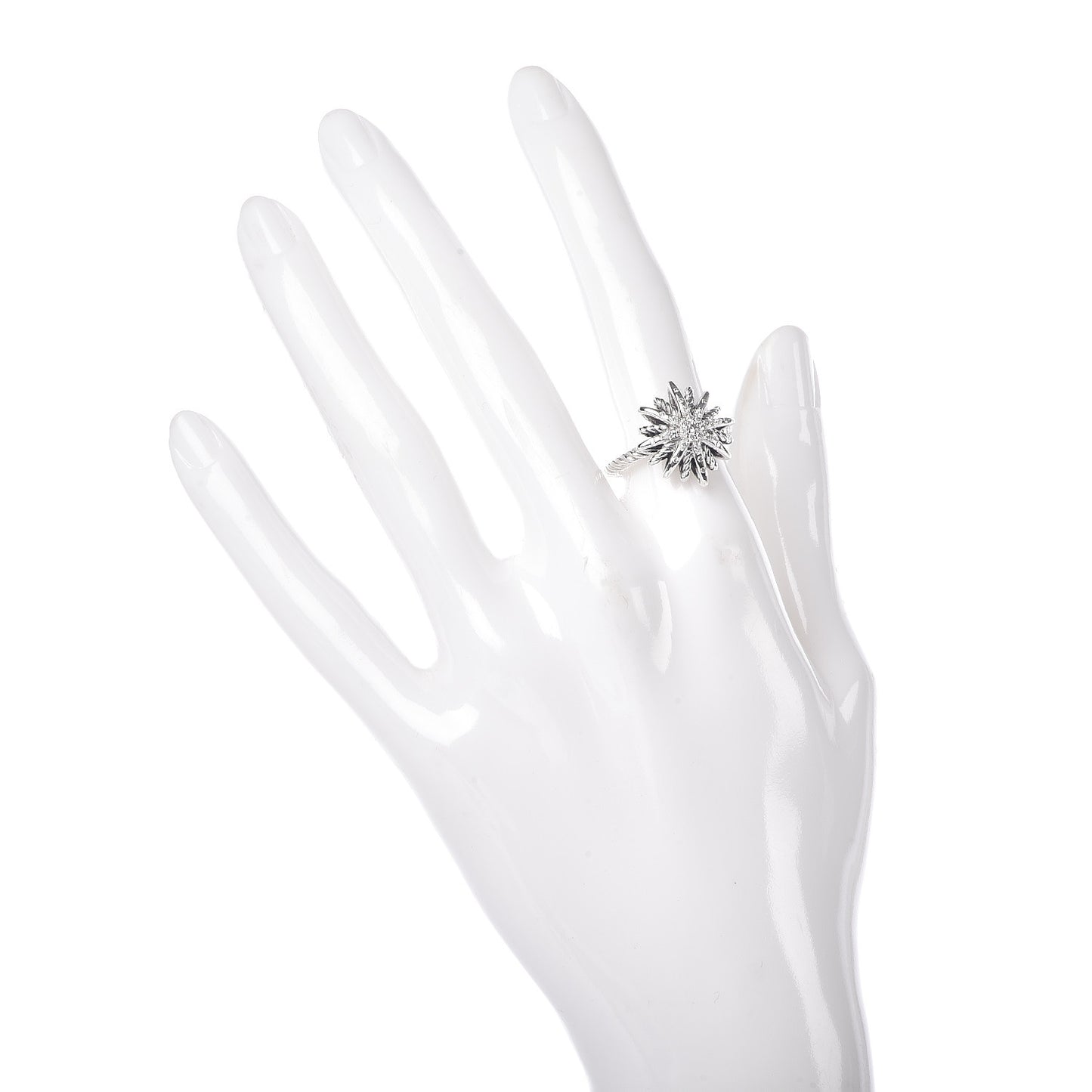 Sterling Silver Diamond 16mm Starburst Ring 51 5.75