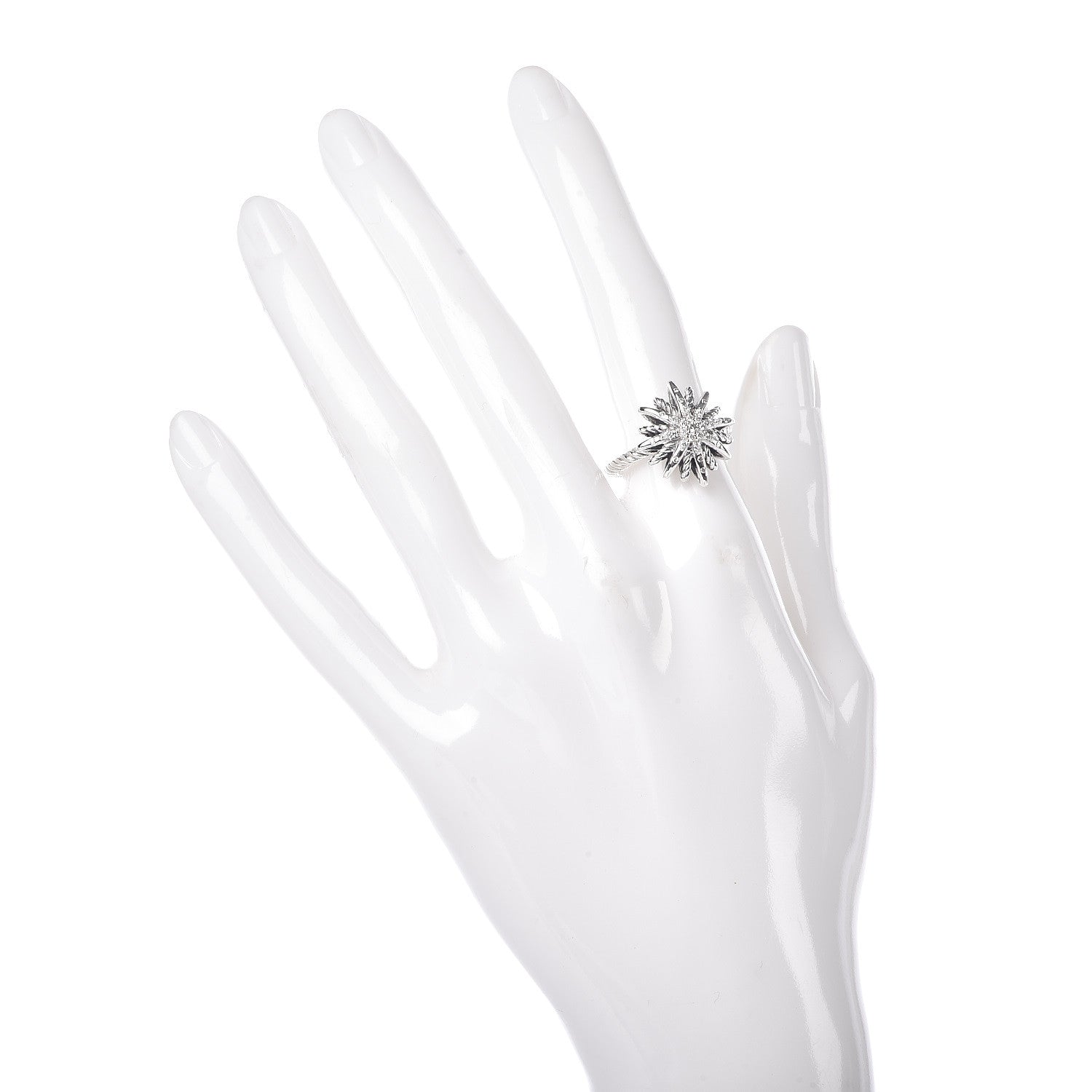 David Yurman Sterling Silver Diamond 16mm Starburst Ring 51 5.75 2 of 5