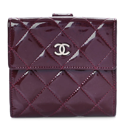 Chanel Patent Quilted Compact French Flap Wallet Dark Red 1 of 12