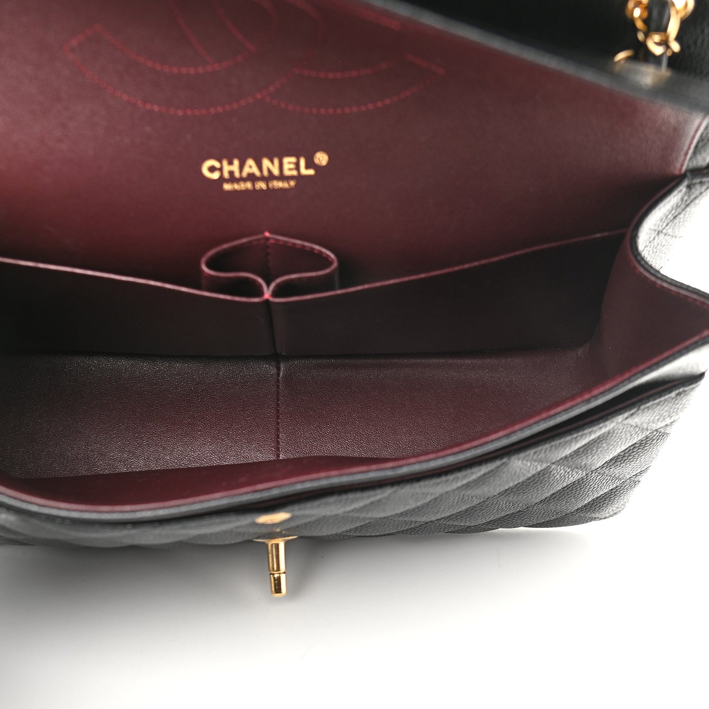 Caviar Quilted Jumbo Double Flap Black