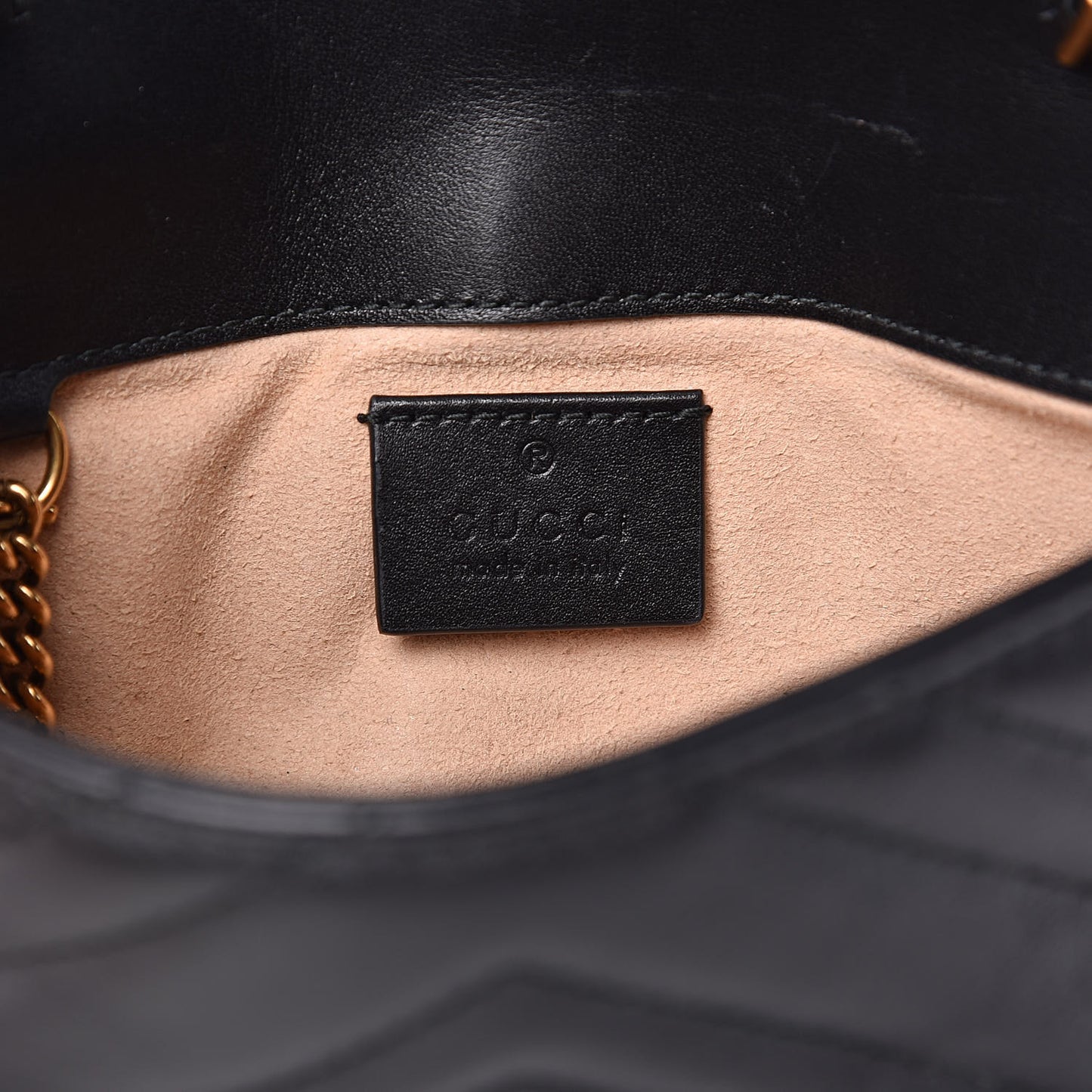Calfskin Matelasse Super Mini GG Marmont Shoulder Bag Black