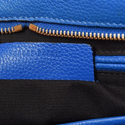 Alexander McQueen Pebbled Calfskin Small Skull Padlock Zip Around Tote Blue 7 of 13