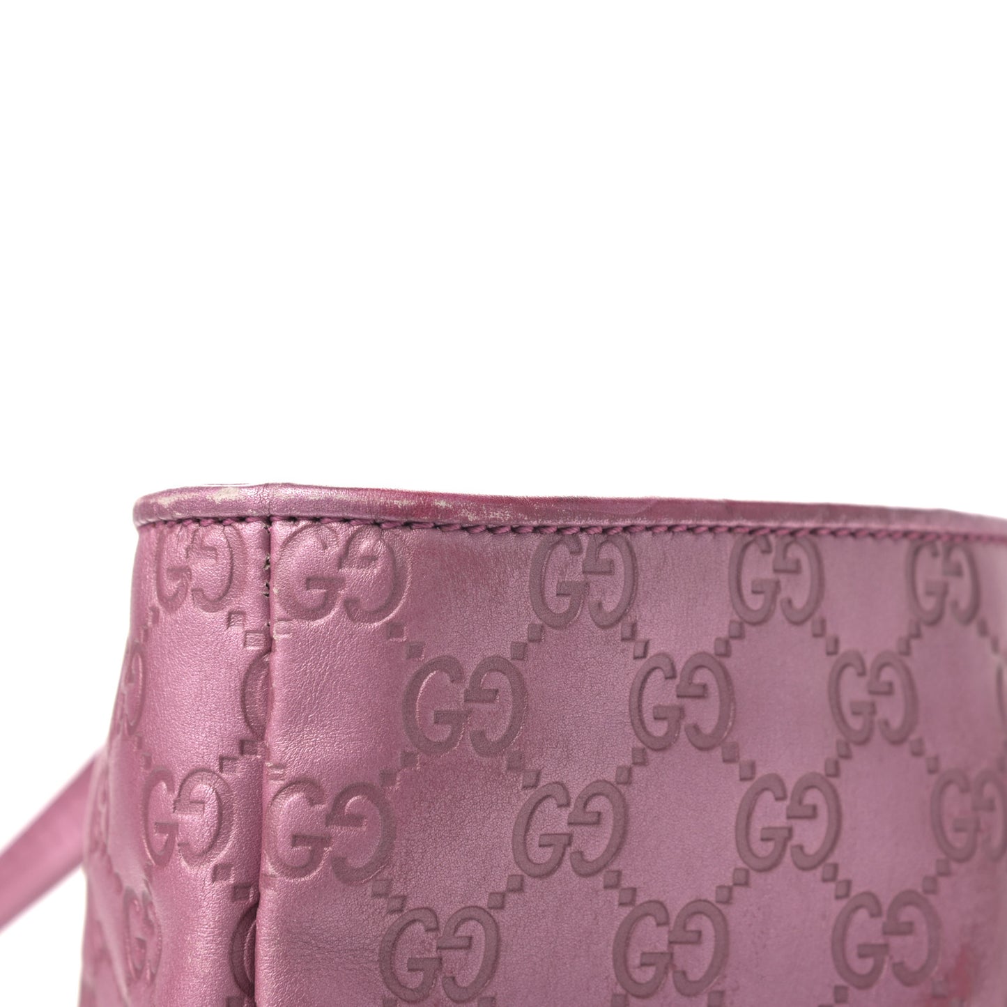 Metallic Soft Guccissima Large Heart Bit Charm Top Handle Tote Fresia Rose