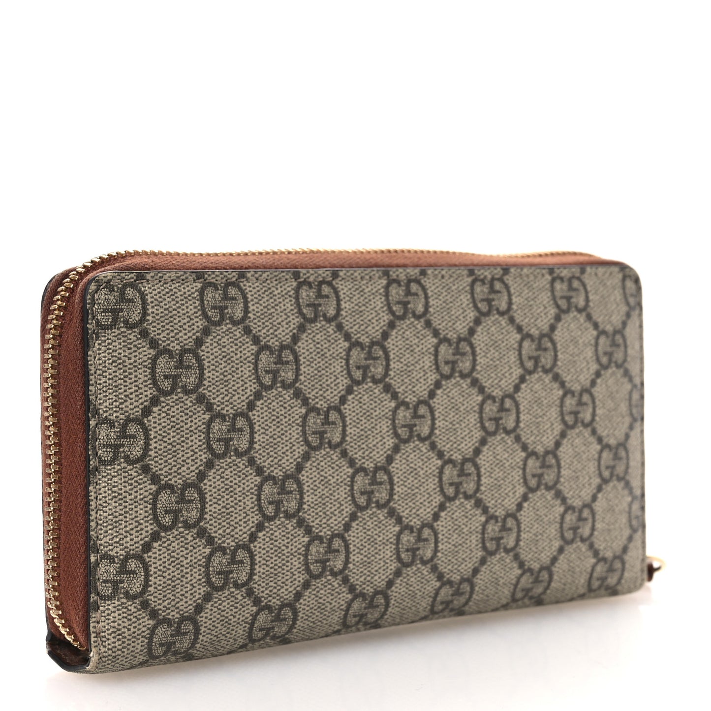 GG Supreme Monogram Cuoio Toscano Zip Around Wallet Beige Ebony Cuir