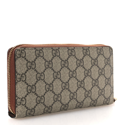 Gucci GG Supreme Monogram Cuoio Toscano Zip Around Wallet Beige Ebony Cuir 3 of 10