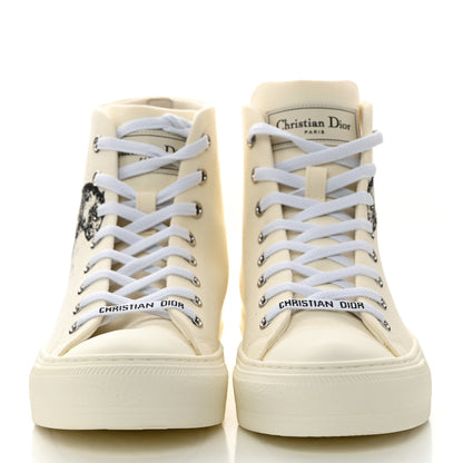 Christian Dior Canvas Embroidered Walk'In Dior Tiger Print High Top Sneakers 37.5 White 2 of 10