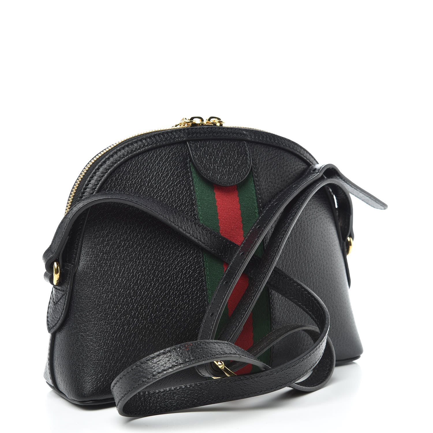 Gucci Calfskin GG Web Small Ophidia Dome Shoulder Bag Black 3 of 11