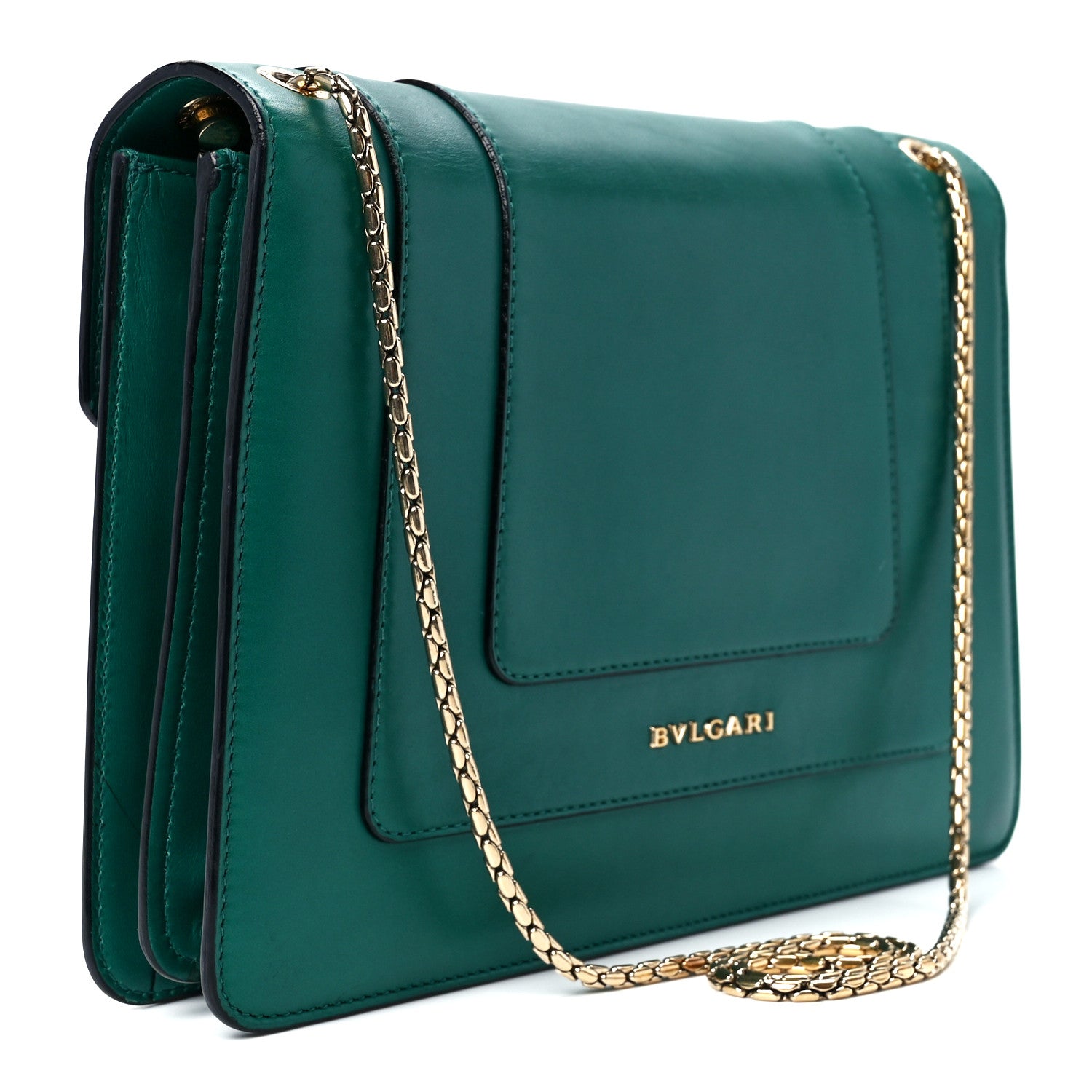 Bulgari Calfskin Serpenti Forever Shoulder Bag Emerald Green 4 of 13