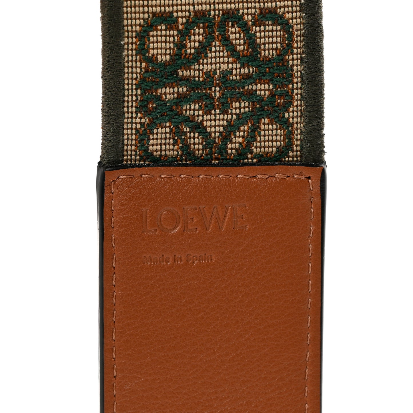 Calfskin Jacquard Anagram Strap Green Tan