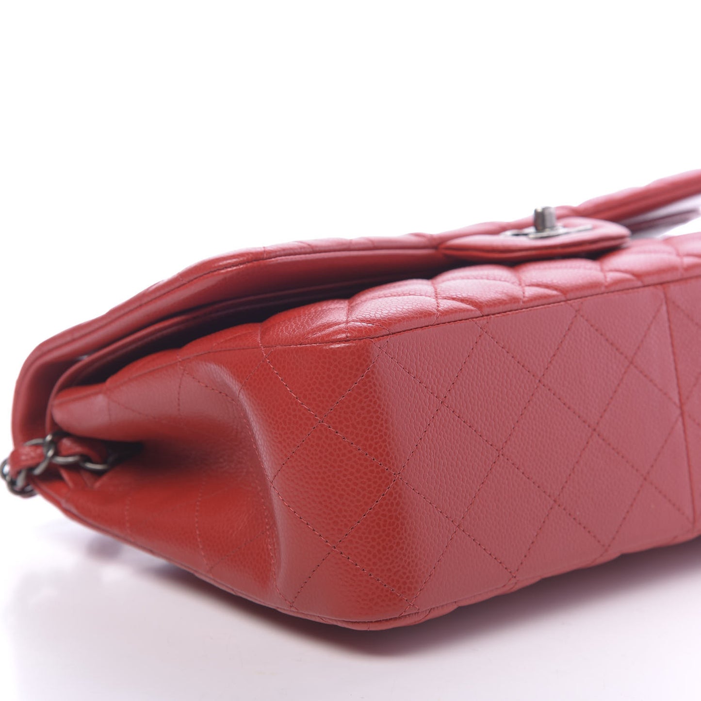 Caviar Quilted Jumbo Double Flap Red