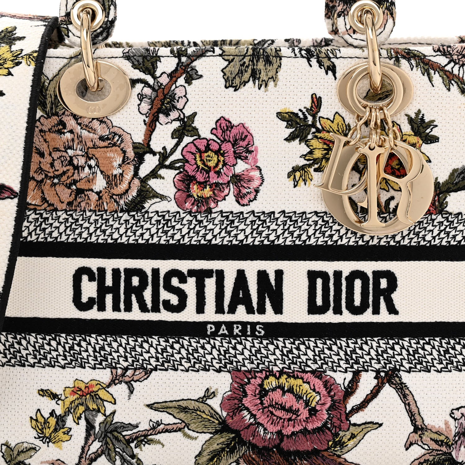 Christian Dior Canvas Embroidered Jardin Botanique Medium Lady D-Lite White Multicolor 8 of 11