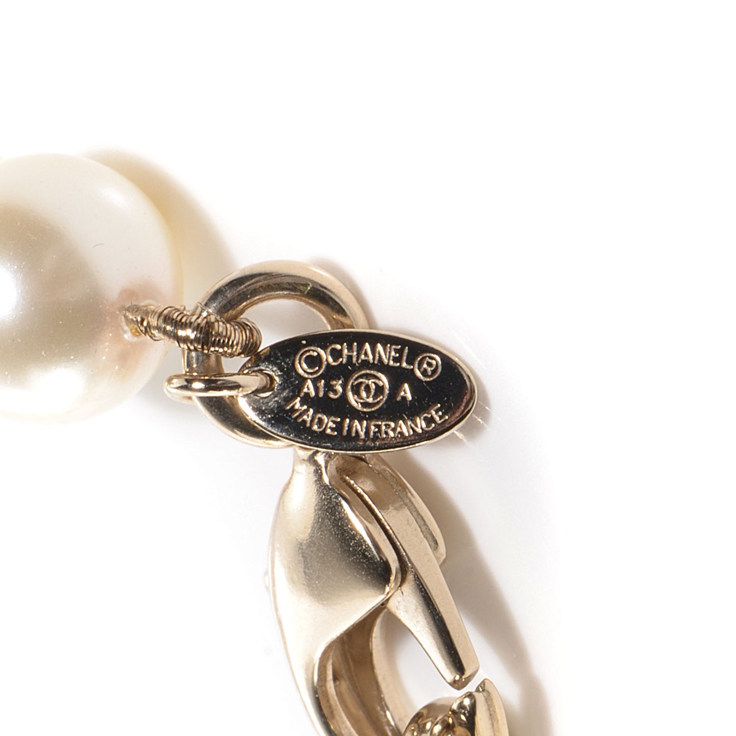 Pearl Crystal CC Short Necklace Gold