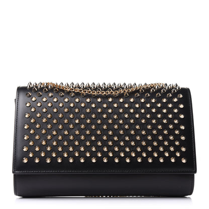 Christian Louboutin Calfskin Patent Leopard Spikes Paloma Clutch Black 1 of 10
