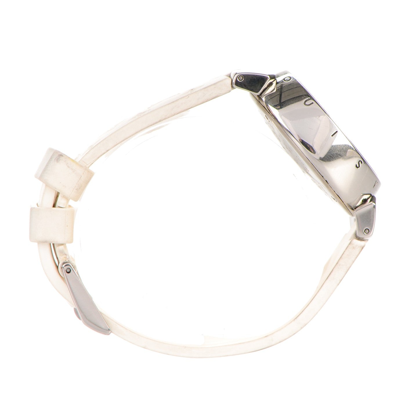 Stainless Steel Rubber Mother of Pearl 34mm Tambour Lovely Cup Quartz Watch