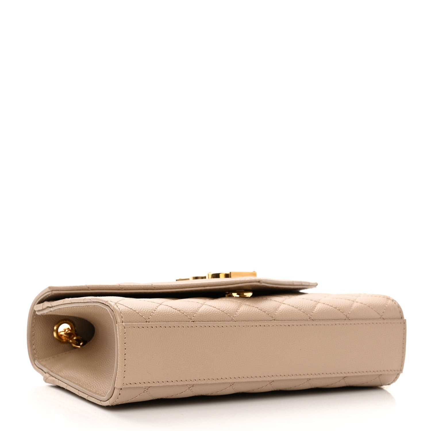 Saint Laurent Grain De Poudre Textured Mixed Matelasse Triquilt Small Monogram Satchel Dark Beige 4 of 11