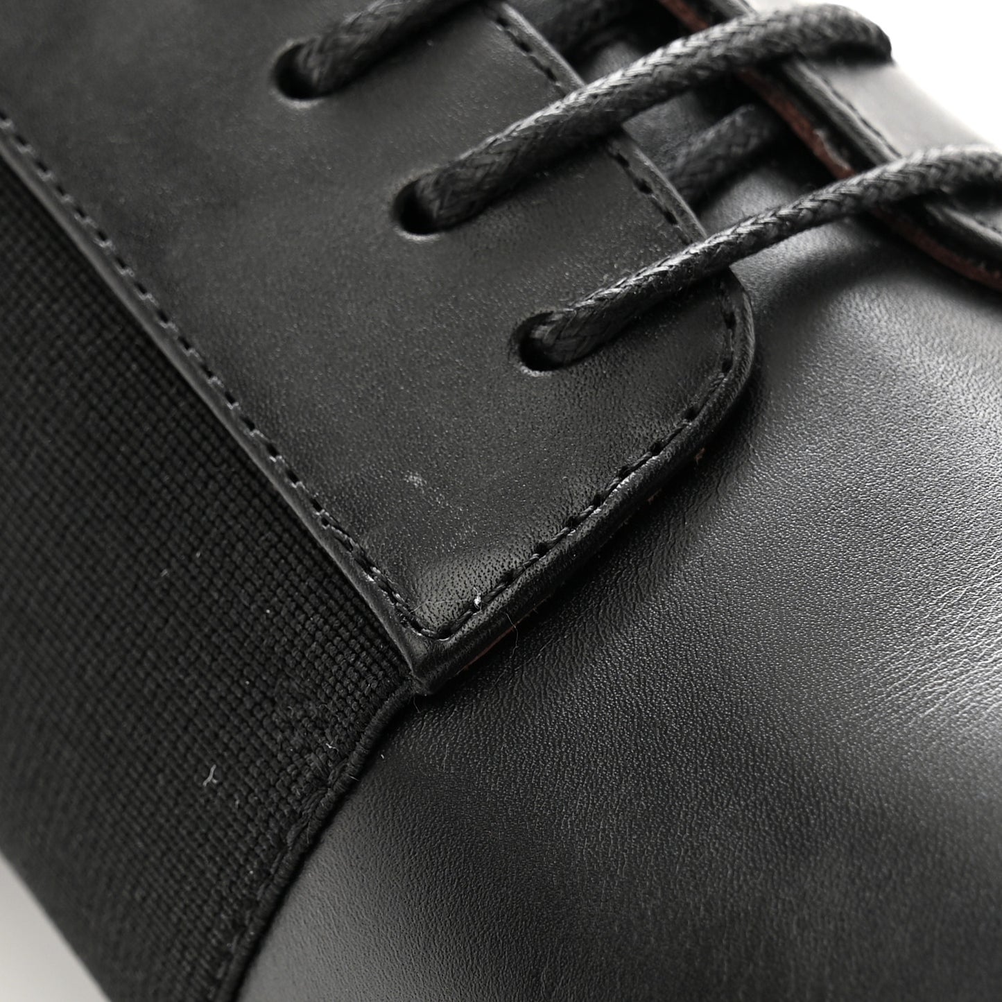 Calfskin Elastic Lace Up Cap Toe CC Loafers 39 Black
