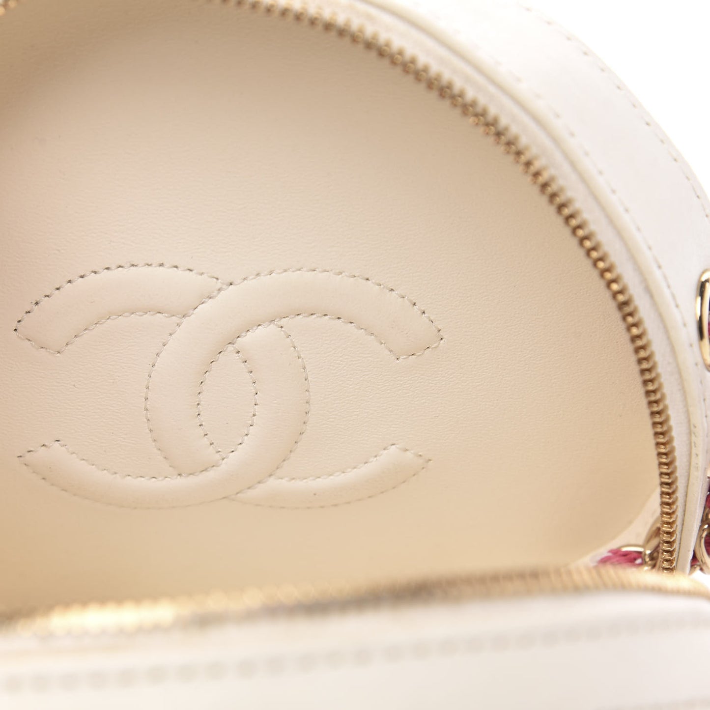 Lambskin Coco Lifesaver Round Bag Pink White