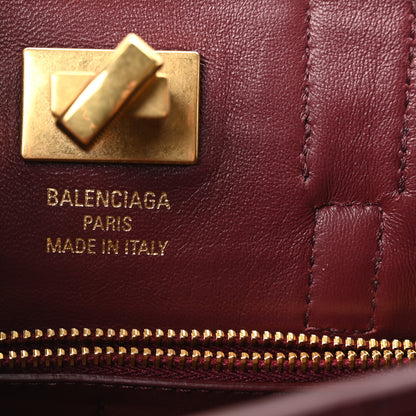 Balenciaga Calfskin Crocodile Embossed Mini Bel Air Carry All Bag Dark Burgundy 6 of 9