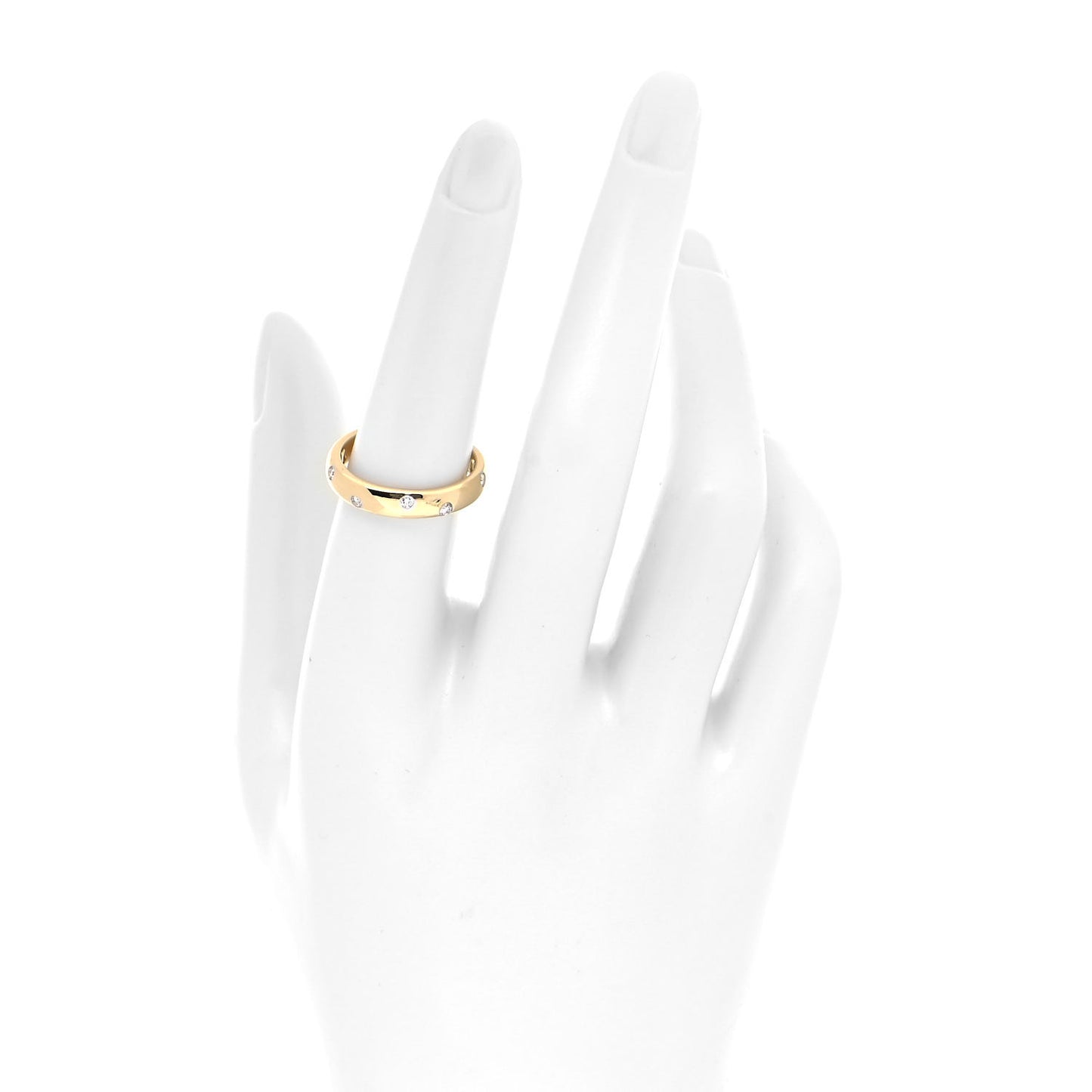 18K Yellow Gold Platinum Diamond 4mm Etoile Band Ring 54 7