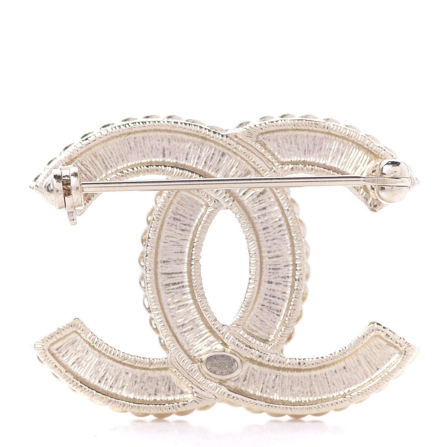 Pearl Crystal April In Paris CC Brooch Gold