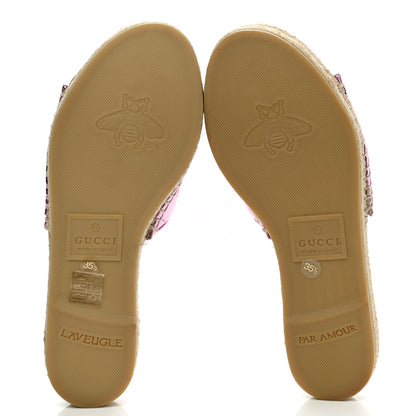 Gucci Metallic Nappa Matelasse GG Marmont Espadrille Slide Sandals 35.5 Rosa 5 of 9