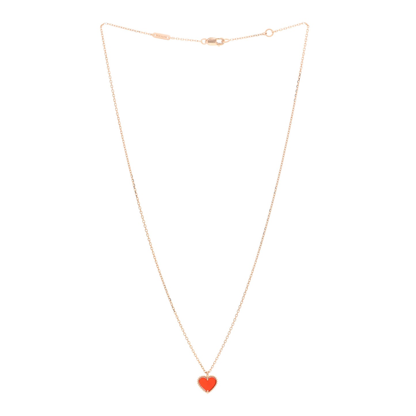 18K Rose Gold Carnelian Sweet Alhambra Heart Pendant Necklace