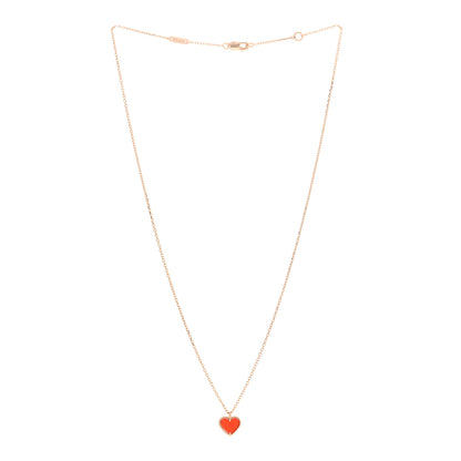 Van Cleef & Arpels 18K Rose Gold Carnelian Sweet Alhambra Heart Pendant Necklace 3 of 5