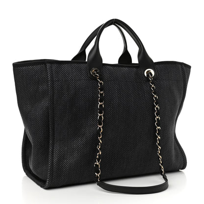 Chanel Mixed Fibers Calfskin Medium Deauville Tote Black 2 of 9