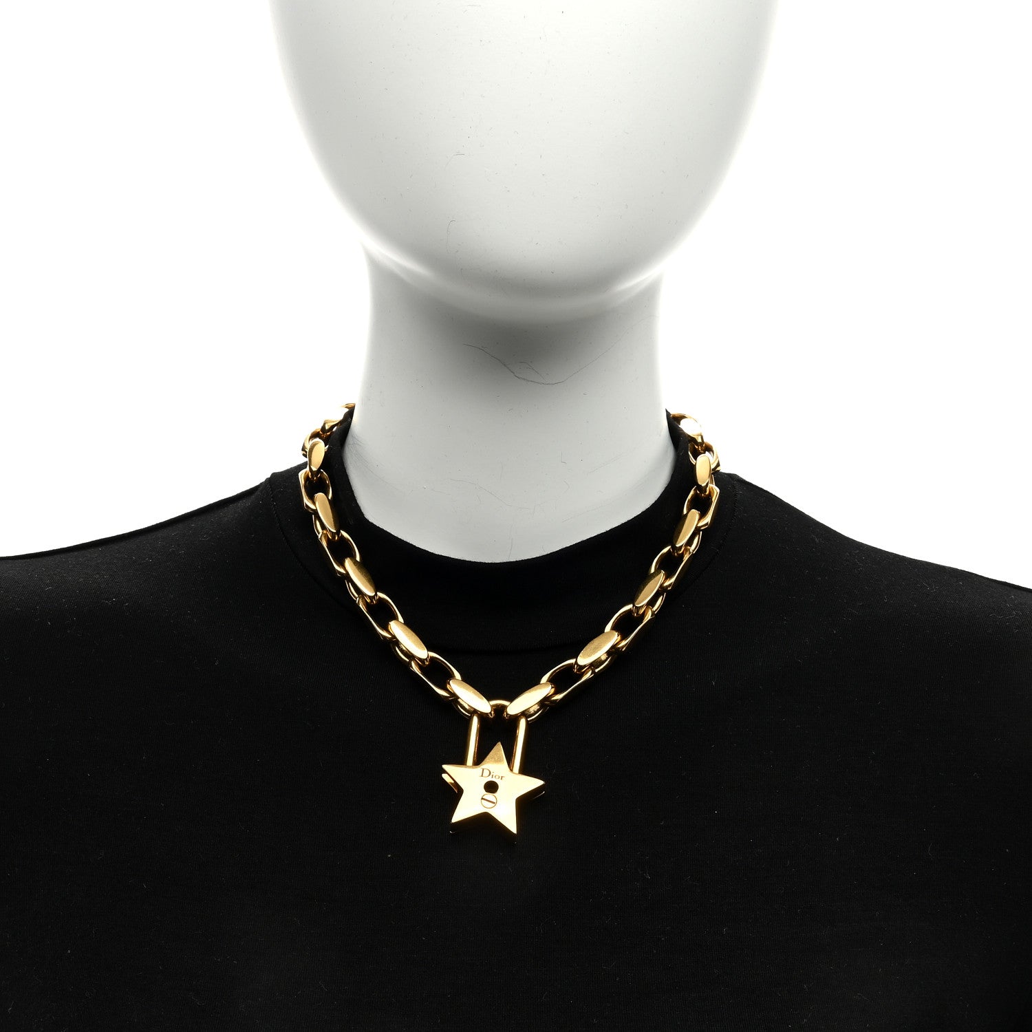 Christian Dior Metal Lucky Star Choker Necklace Aged Gold 2 of 5