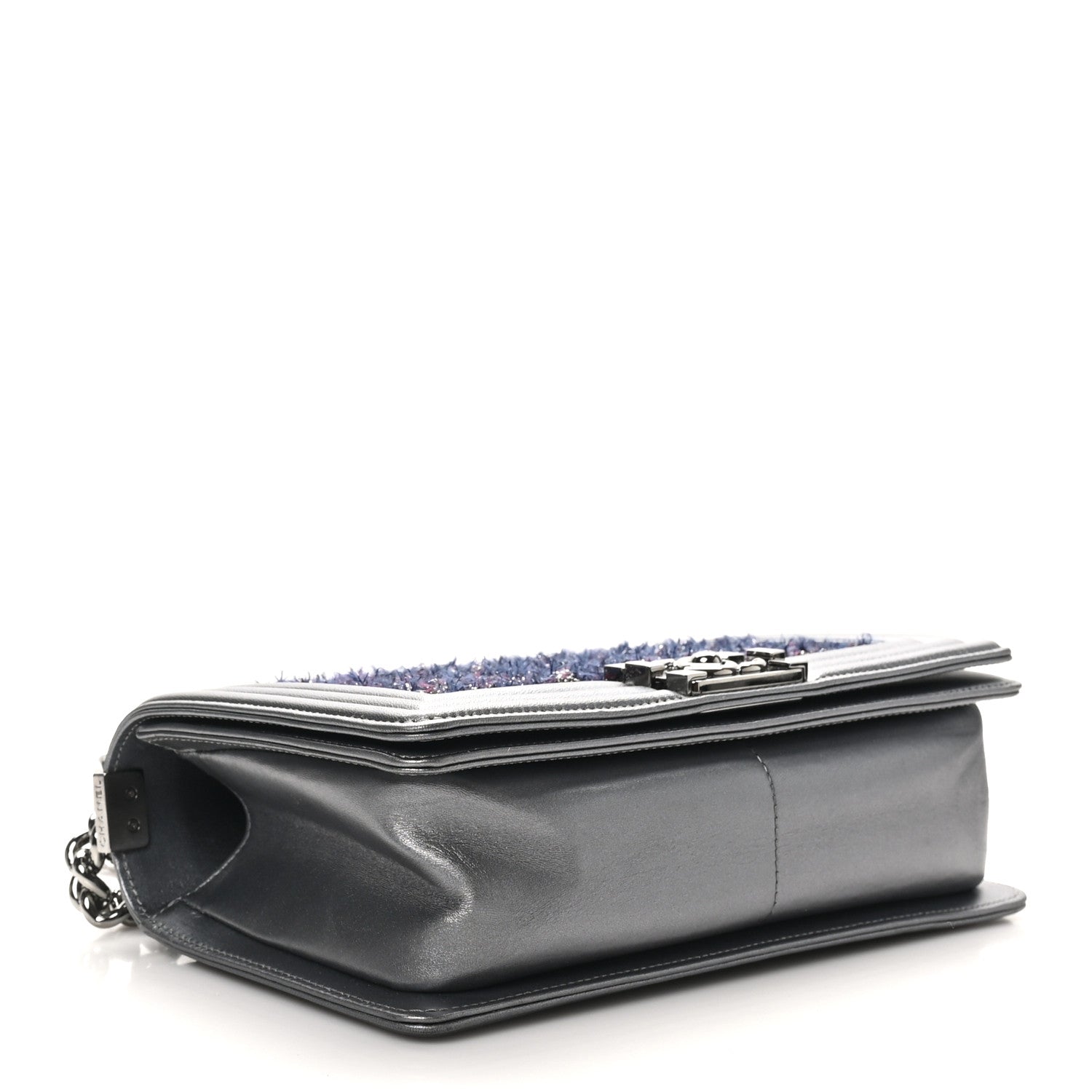 Chanel Tweed Metallic Lambskin Medium Boy Flap Silver 4 of 10