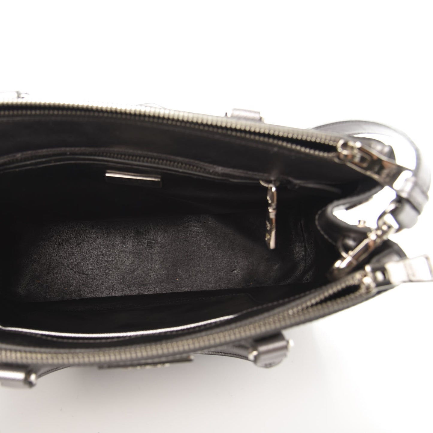 Metallic Saffiano Small Galleria Double Zip Tote Cromo