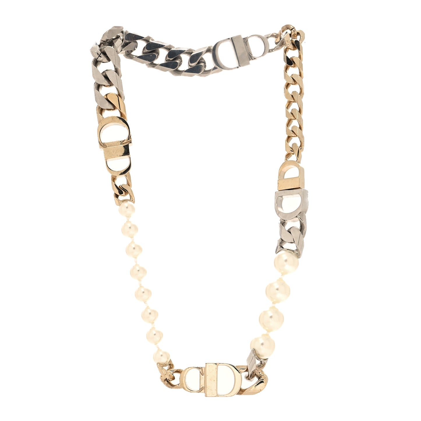 Metal Pearl Danseuse Etoile Chain Choker Necklace Gold Silver