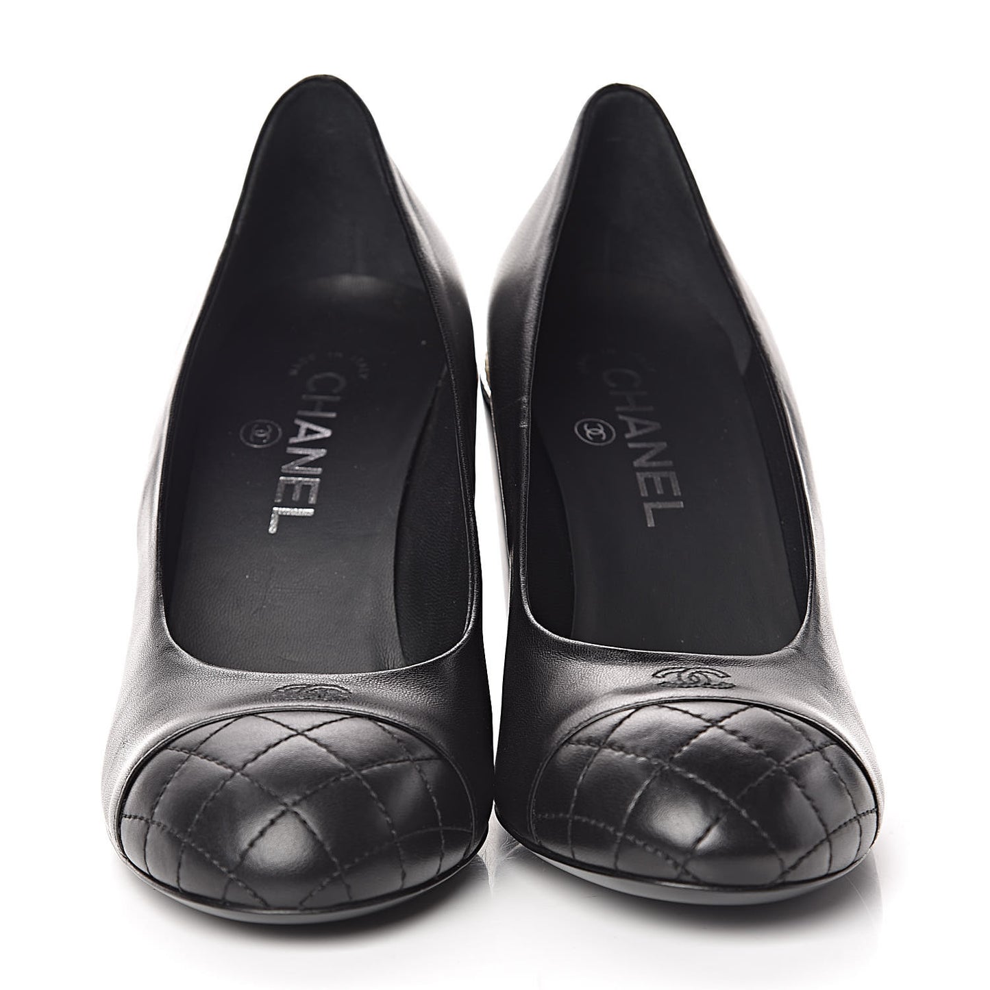 Lambskin Pearl CC Cap Toe Pump 38 Black