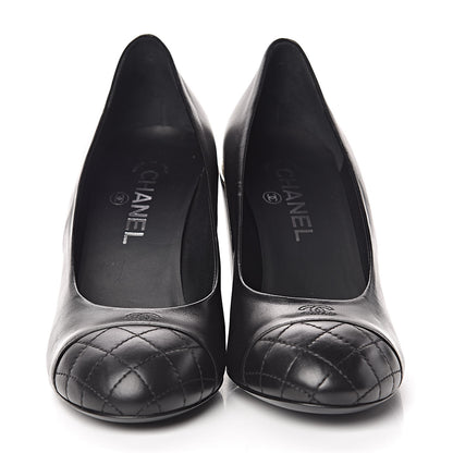 Chanel Lambskin Pearl CC Cap Toe Pump 38 Black 2 of 9