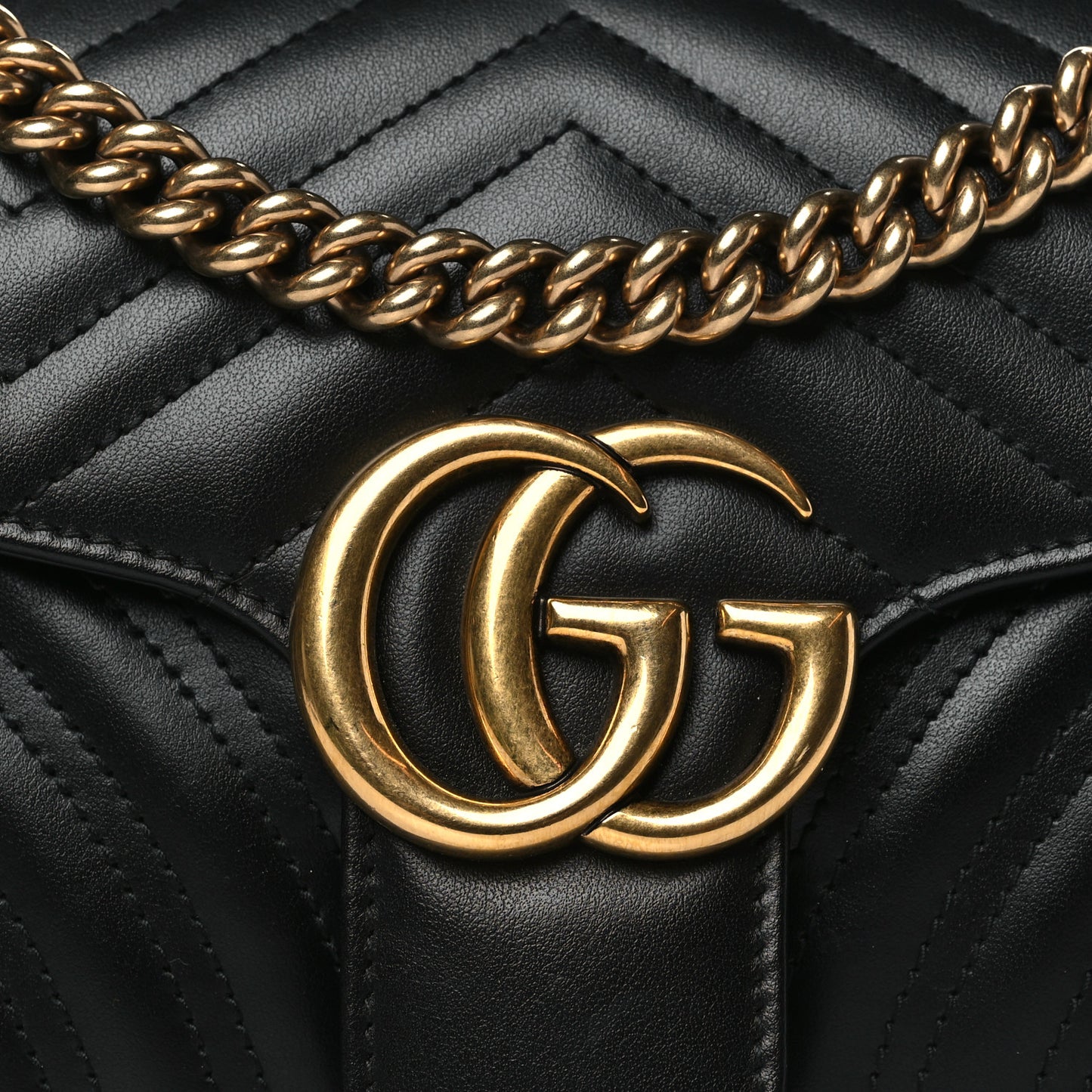 Calfskin Matelasse Small GG Marmont Shoulder Bag Black