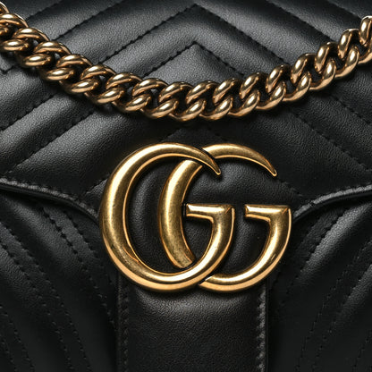 Gucci Calfskin Matelasse Small GG Marmont Shoulder Bag Black 8 of 13