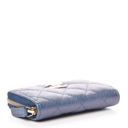 Chanel Iridescent Caviar Quilted Zip Coin Purse Blue 4 of 8