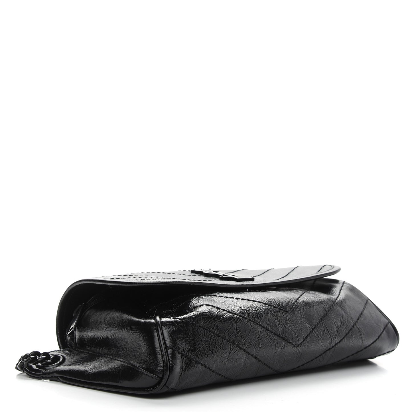 Crinkled Calfskin Matelasse Monogram Niki Body Bag Black