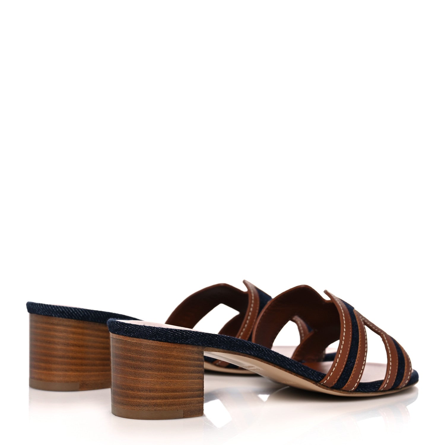 Hermes Calfskin Denim Oasis Sandals 37 Bleu Brut Gold 4 of 9