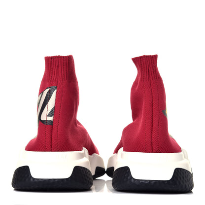 Balenciaga Neoprene Knit Europe Print Womens Speed Sneakers 36 Red Yellow Black 5 of 9